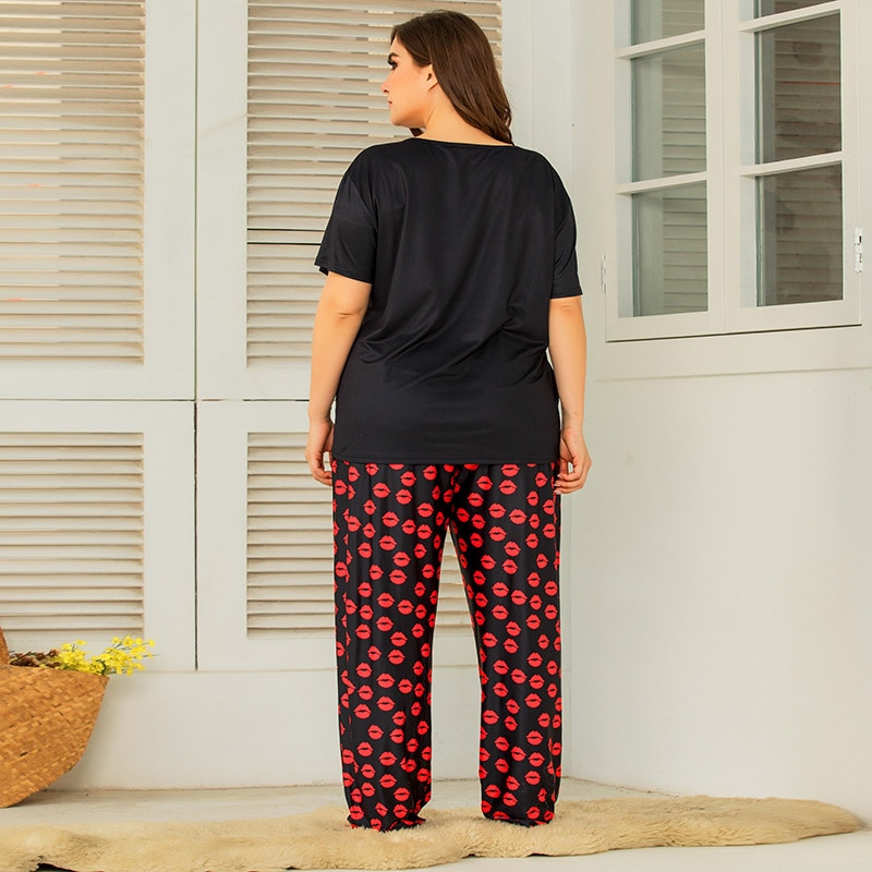 Hc275 store størrelser kvinder sommerhus løst komfortabelt  xl 2xl 3xl 4xl kvindelige pyjamas nattøj nattøj et sæt natkjole