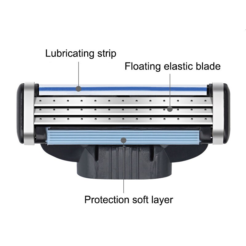 4 Stuks Mannen Veiligheid Scheermesjes 3 Lagen Scheren Cassette Rvs Veiligheid Bladen Baard Manual Scheerapparaat Vervanging Hoofd