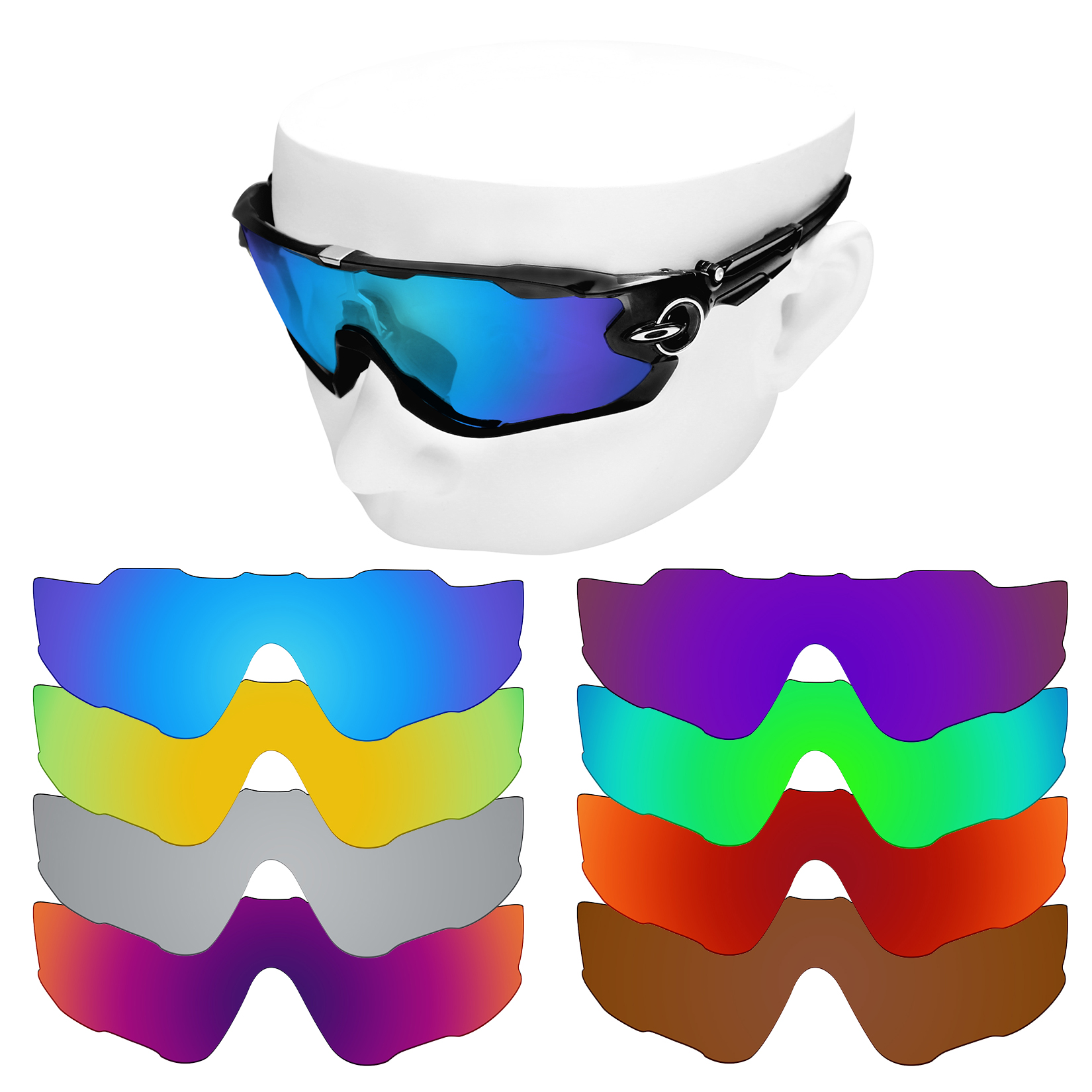 Reemplazos de lentes polarizadas OOWLIT para gafas de sol Oakley Jawbreaker OO9290: multicolor (solo lentes)