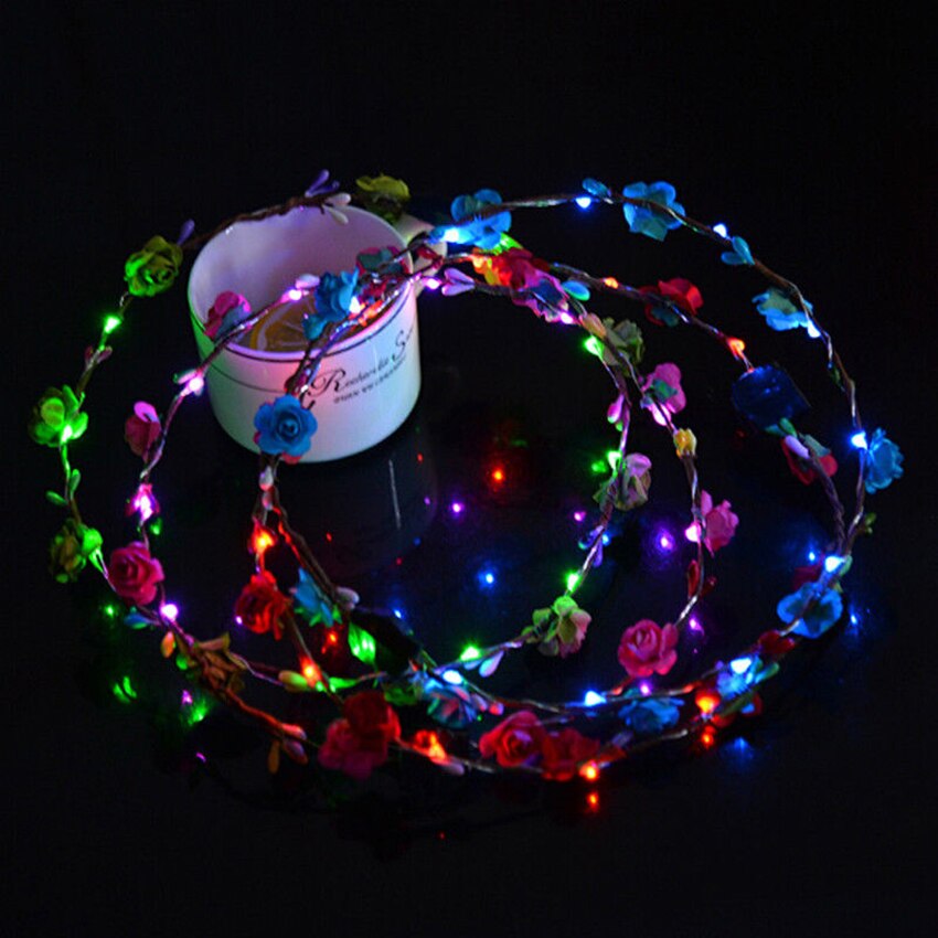Frauen Mädchen glühend Kranz Krone Blume Stirnband LED Licht hoch Haar Kranz Haarband Girlanden Hochzeit Party Weihnachten Weihnachten Birthda
