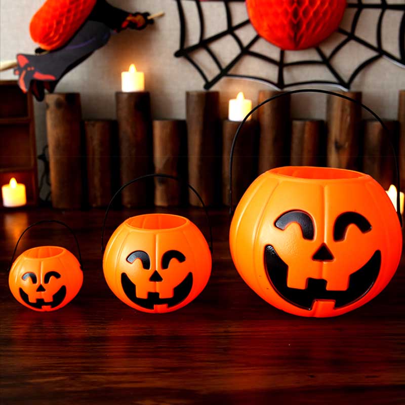4PCS HALLOWEEN PUMPKIN CANDY HOLDER TRICK-OR-TREAT BASKET BUCKET PARTY DECOR
