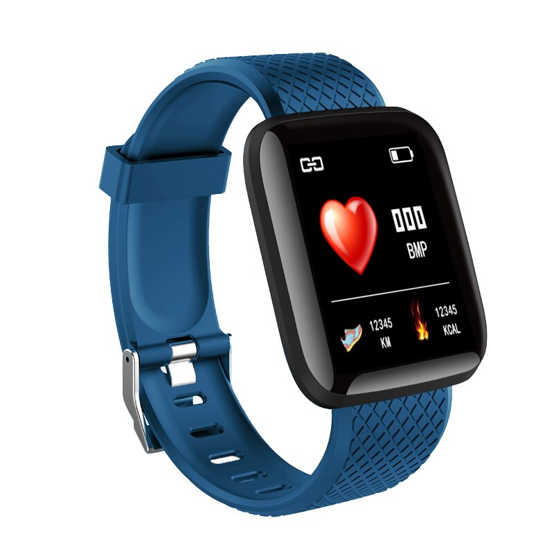 116 pluss smart armbånd Fitness sporer skritteller Fitness armbånd blodtrykksmåling hjertefrekvensmåler smartbånd: Blå