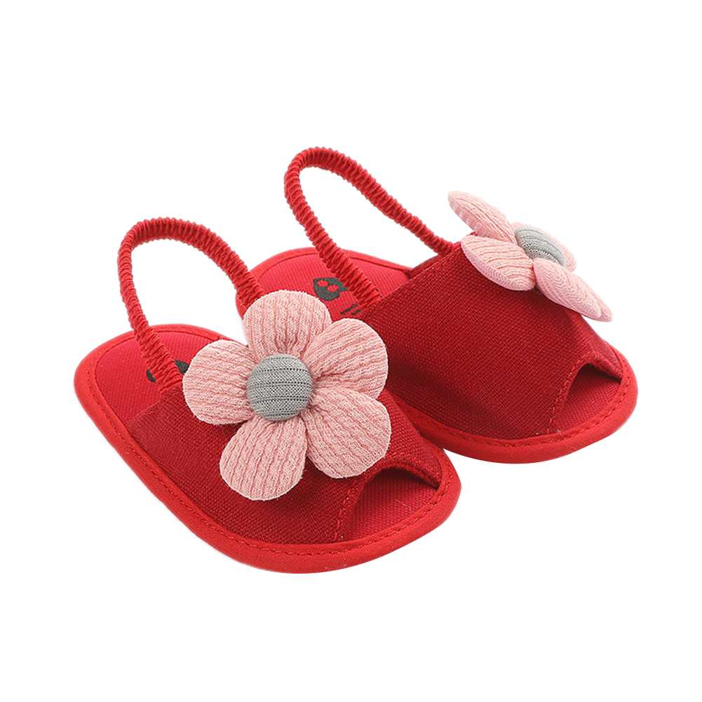 Baby Mädchen Blume Sandalen Weiche Sohle Anti-Rutsch Sommer Schuhe Kleinkind Erste Wanderer Prinzessin Wohnungen: verrotten / 0-6 Monate