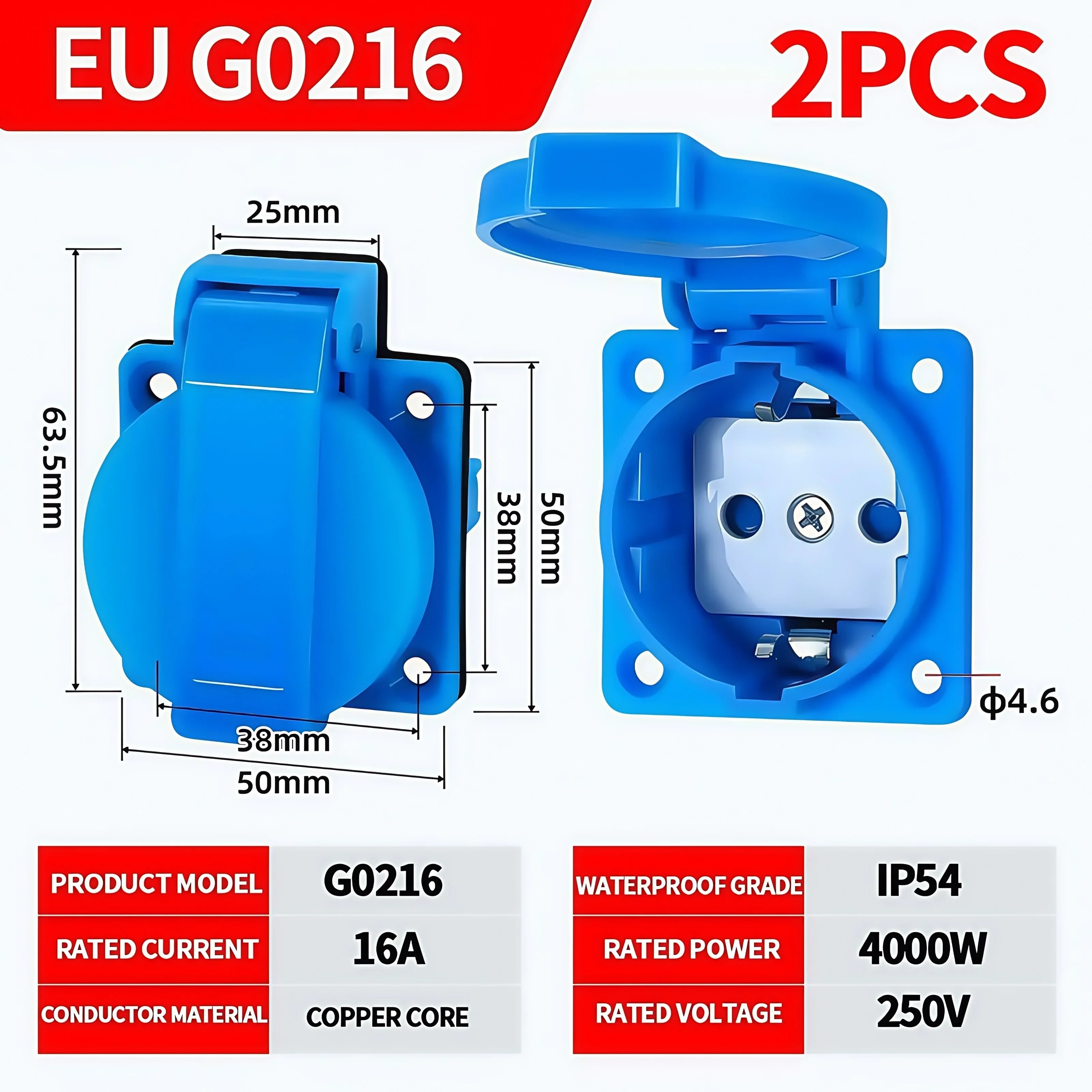 16a/250v industriella  ip54 vattentäta uttag multifunktionella kontakter väggpanelmonterade uttag för brasilien storbritannien tyska eu franska: Vägguttag
