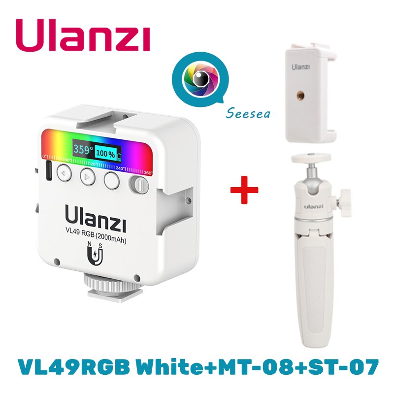 Ulanzi VL49 Mini RGB Video Licht Beleuchtung für Fotografie pavotube RGB LED Video Kamera Licht Vlog Füllen Licht Live: RGBWhite mit Stativ