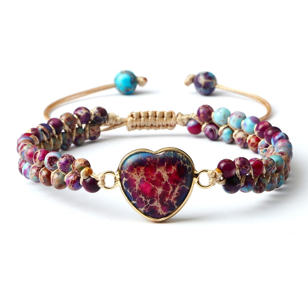 Clássico de pedra natural forma do coração charme macrame pulseira feminino masculino artesanal ajustável trançado pulseiras jóias presente da amizade: style 2