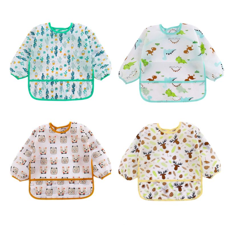 Haklappar med ärmar vattentäta unisex haklappar anti-dressing haklappar baby dregla haklappar måla förkläde haklappar för spädbarn småbarn