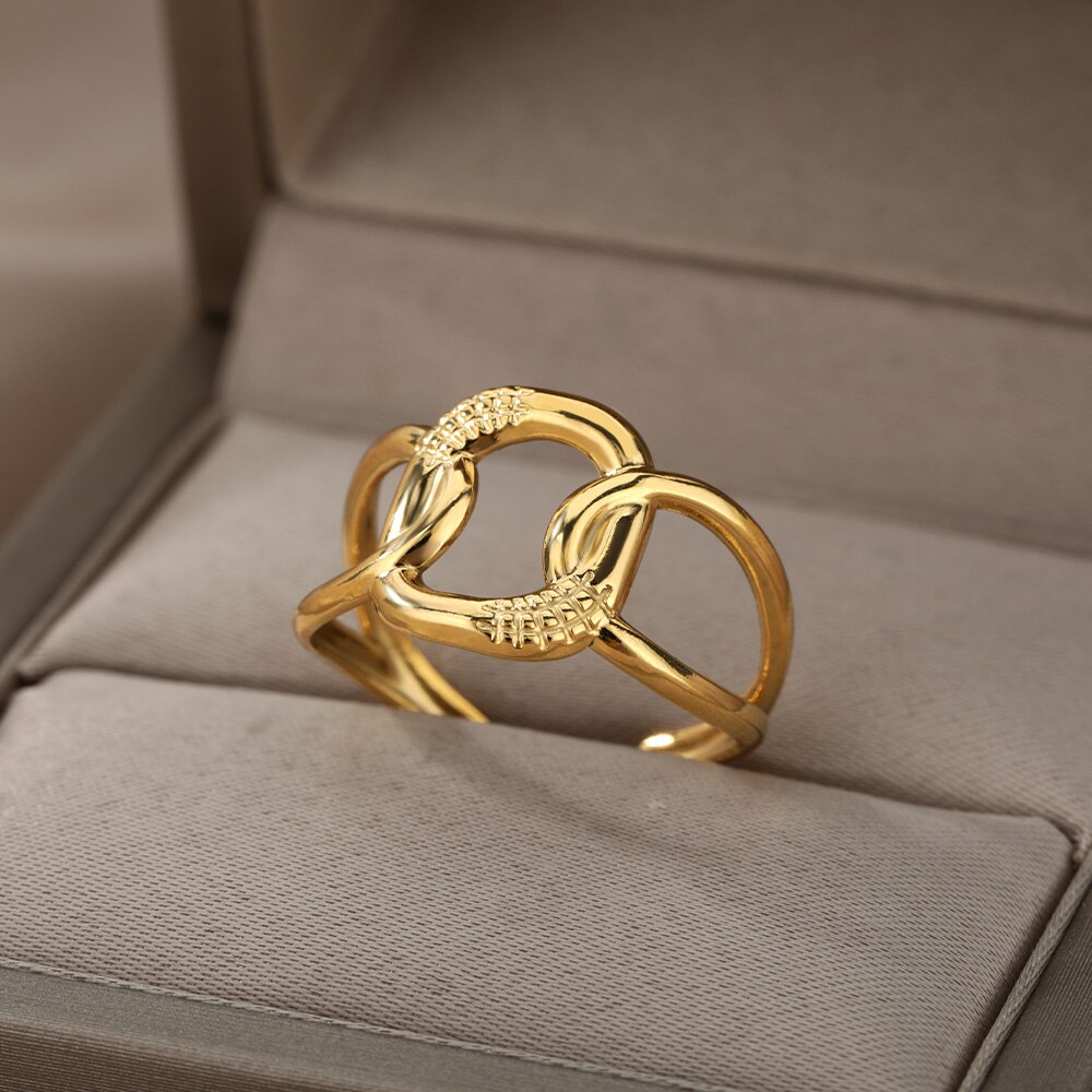 Koreanische kreuzkettenringe für damen, edelstahl, Gold- und silberfarben, verstellbar, partyschmuck, anillos