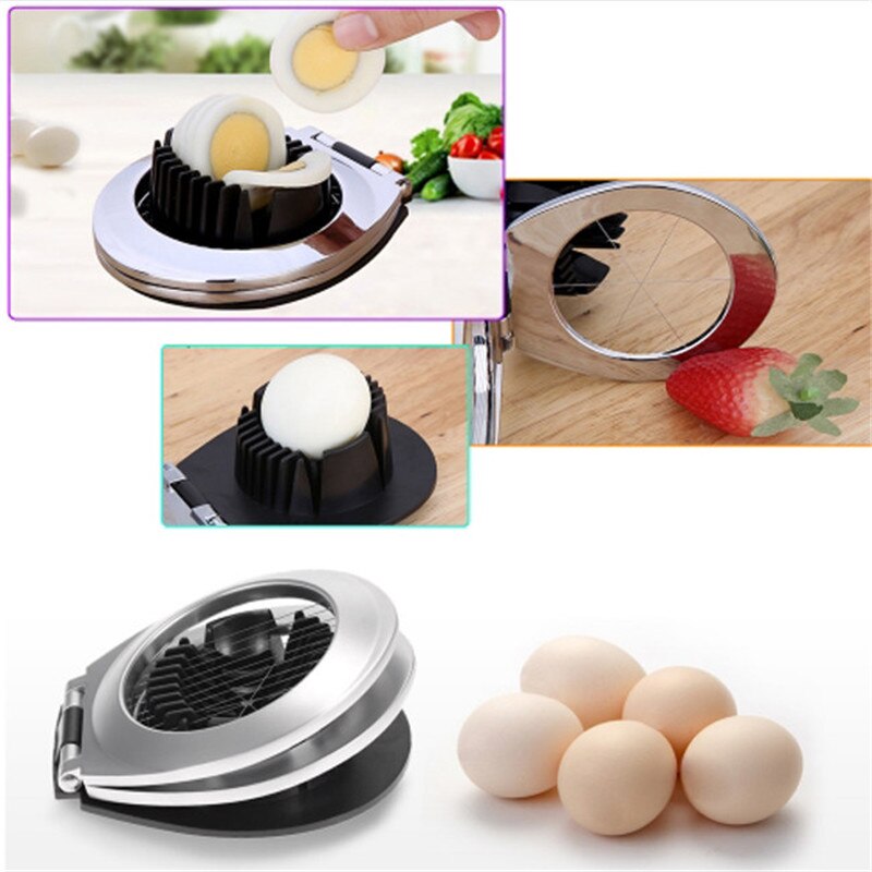 Cortador de huevos multifunción de acero inoxidable, cuñas para cortar huevos, frutas, fresas, queso, herramientas de cocina