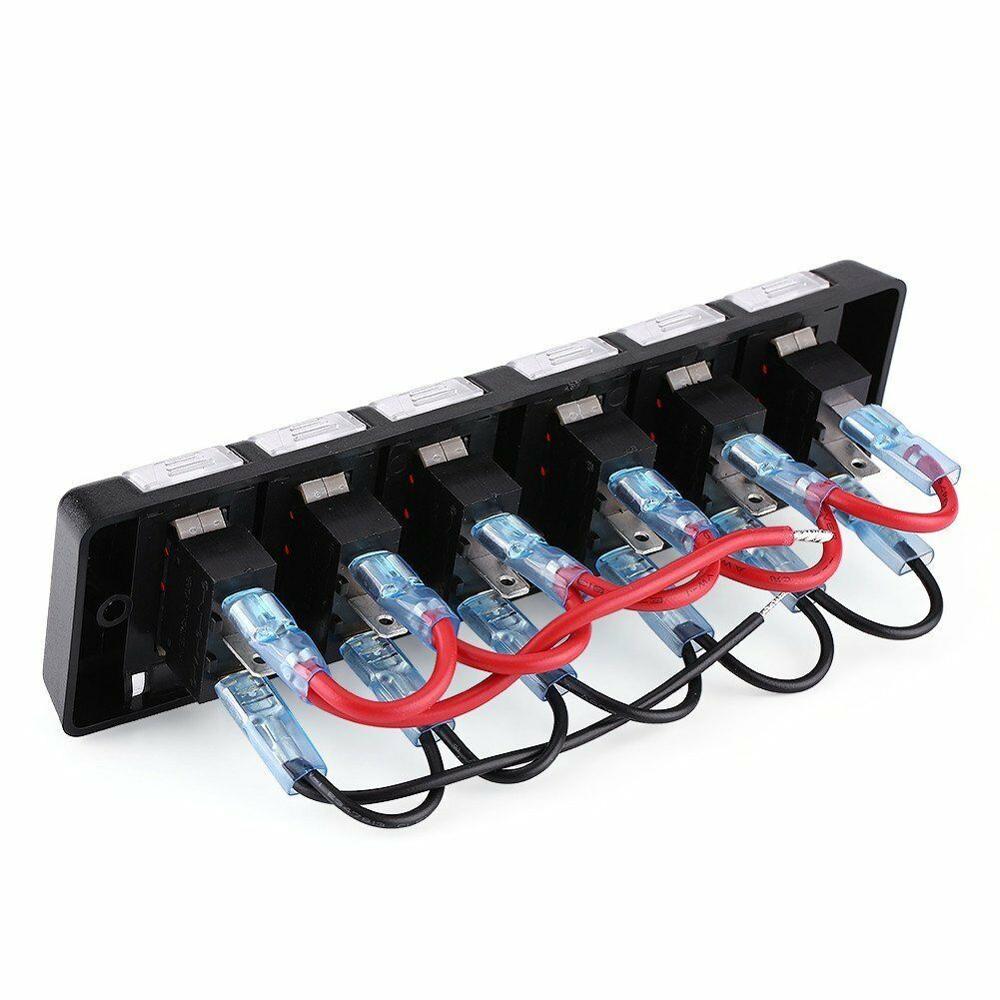Interrupteur à bascule LED 6 gangs DC 12V 16A pour voiture et bateau, disjoncteur de panneau marin, Bus fusible Suv, interrupteur de Protection hors tension multidirectionnel