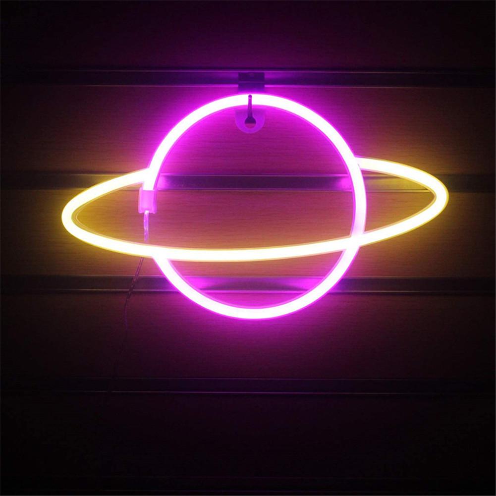 eins LED Planeten Neon- Lampe Universum Elliptischen Planeten Neon- Zeichen Licht USB Nacht Lampe Heimat Party Dekorative Zauberstab Licht Art: Rosa  warm Weiß