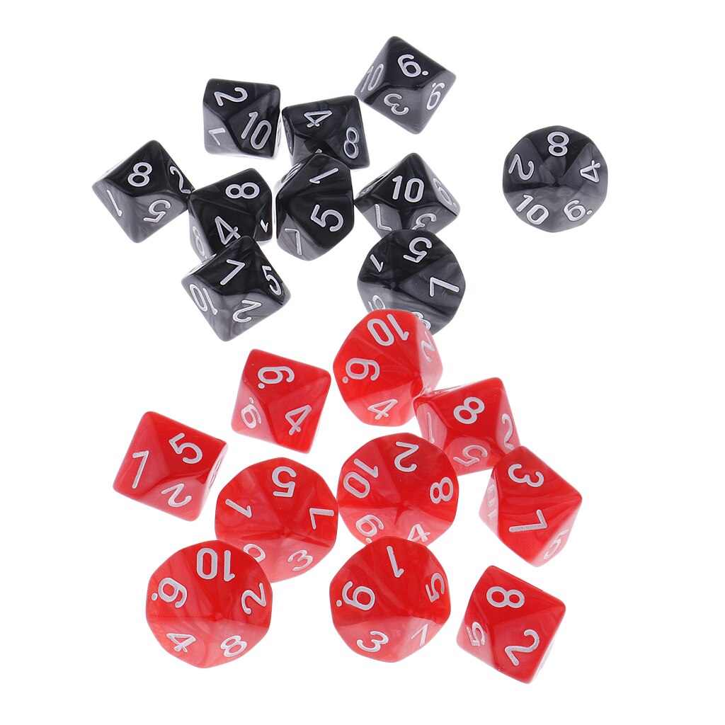 MagiDeal 20pcs Plastic 10-Sided Dices D10 Set for Party Bar Game Accessory