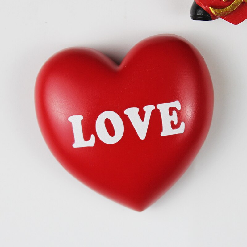 Red Heart Home Decoration Couple Refrigerator Sticker Romantic Wedding Polyresin Fridge Magnet Souvenir Decoration: Green