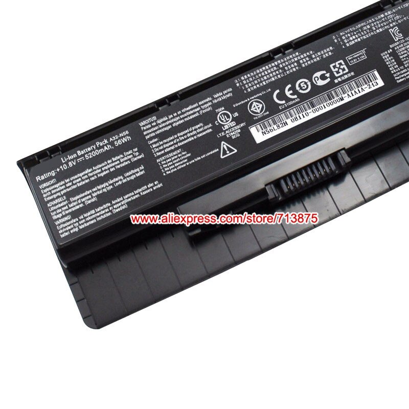 Batería A32-N56 para ordenador portátil Asus N56L82H, N56VJ-DH71, N46, N46V, N56, N56D, N76, N76V, 10,8 V, 5200mAh