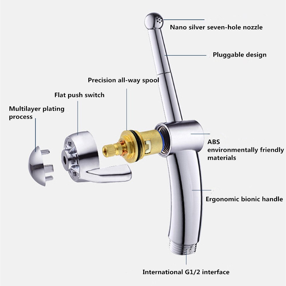 Håndholdt toalett bidet sprøyte rustfritt stål hånd bidet kran til dårlig håndsprøyter dusjhode selvrensende
