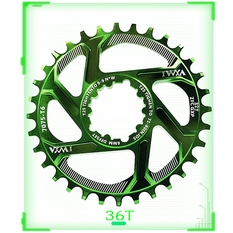 Pédalier de vélo VXM vtt GXP manivelle à engrenages fixes 30T 32T 34T 36T 38T plateau pour pièces de vélo sram gx xx1 X1 x9 GXP: Green 36T 1PCS