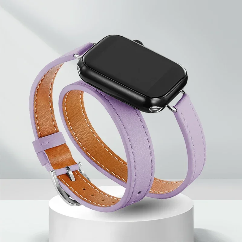 Bracelet en cuir pour Bracelet de montre Apple 10 42MM 46mm 9 8 7 41 45mm 6 SE 5 4 40 44mm Correa pour Bracelet IWatch Series10 Ultra 2 49mm: orange / 14mm