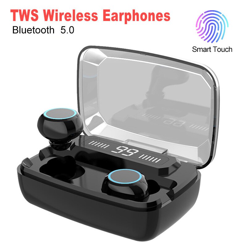 8D Drahtlose Kopfhörer Bluetooth Ohrhörer V5.0 Sport Drahtlose Kopfhörer LED Display Touch Control Stereo Headset mit Mikrofon: Default Title