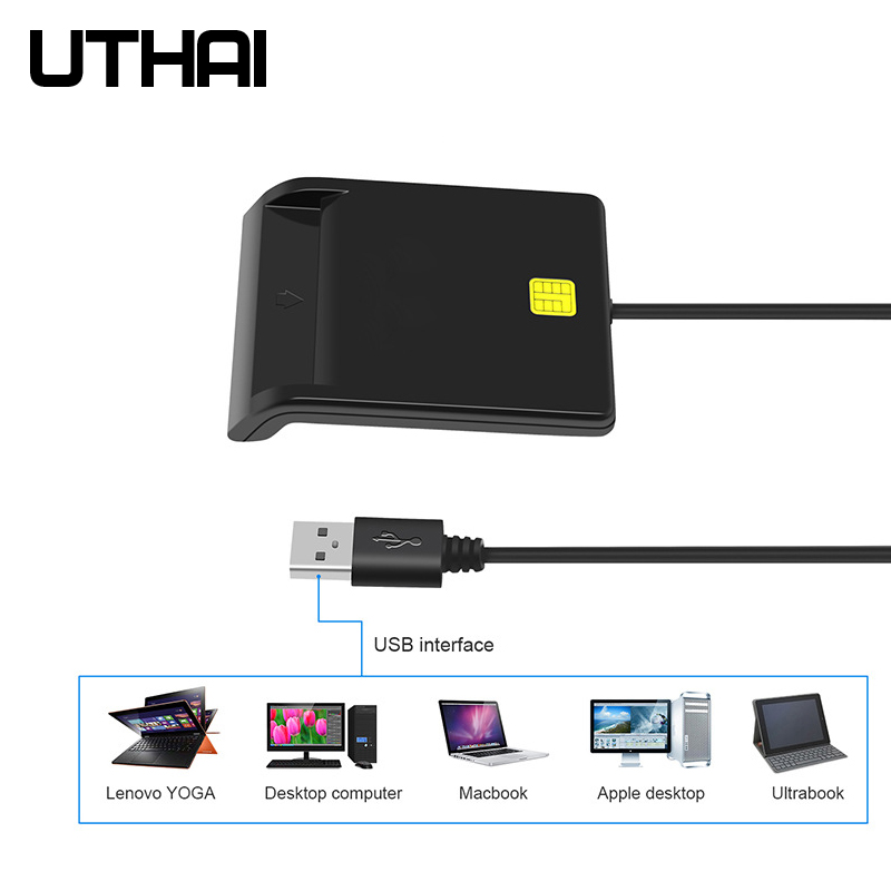 Uthai  x01 usb smart kortleser til bankkort ic / id emv kortleser til vinduer 7 8 10 linux os usb-ccid iso 7816