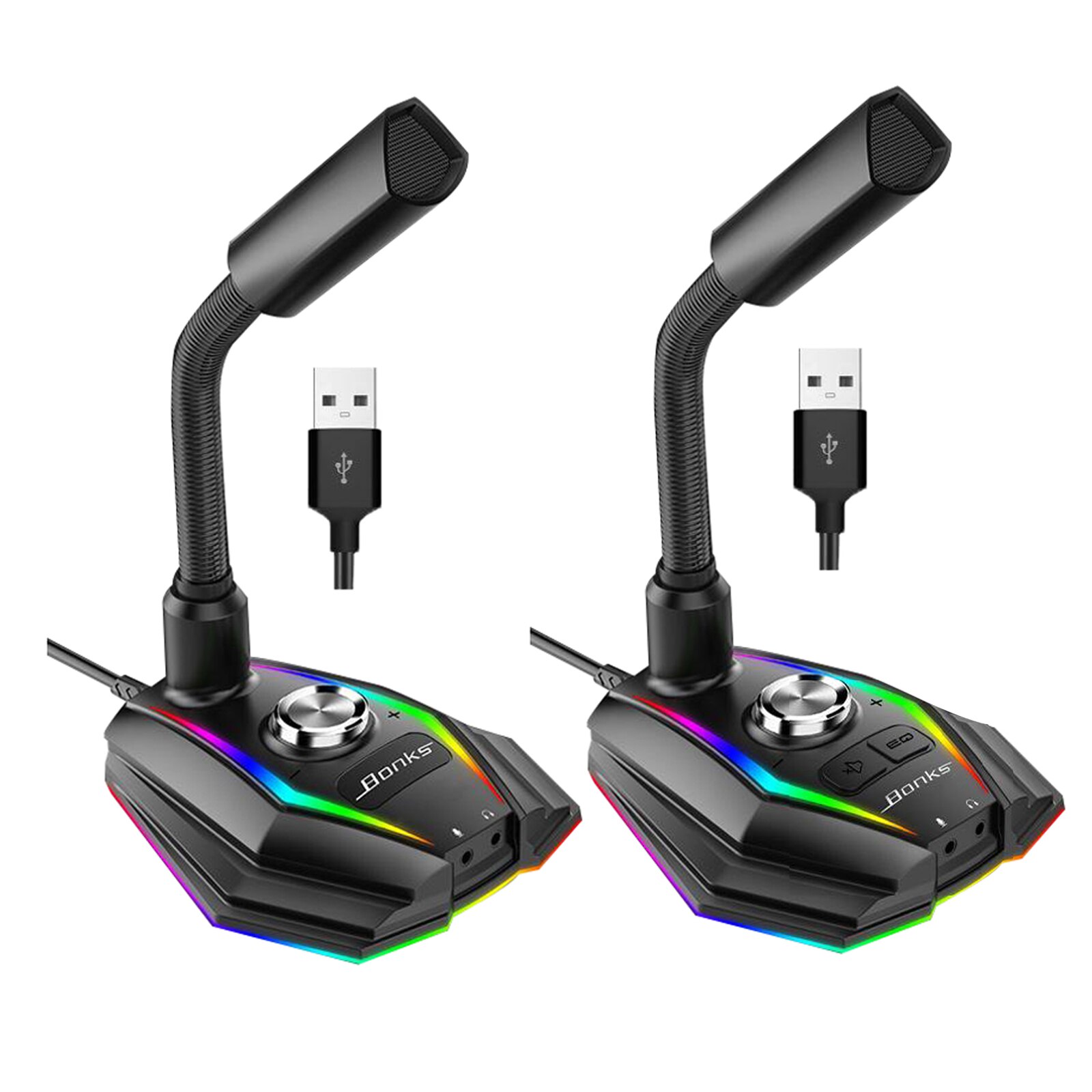 USB Computer Microphone, PC Mic Microphone for Computer with Mute Button and RGB Rainbow Light for ZRecording, Meeting, Games