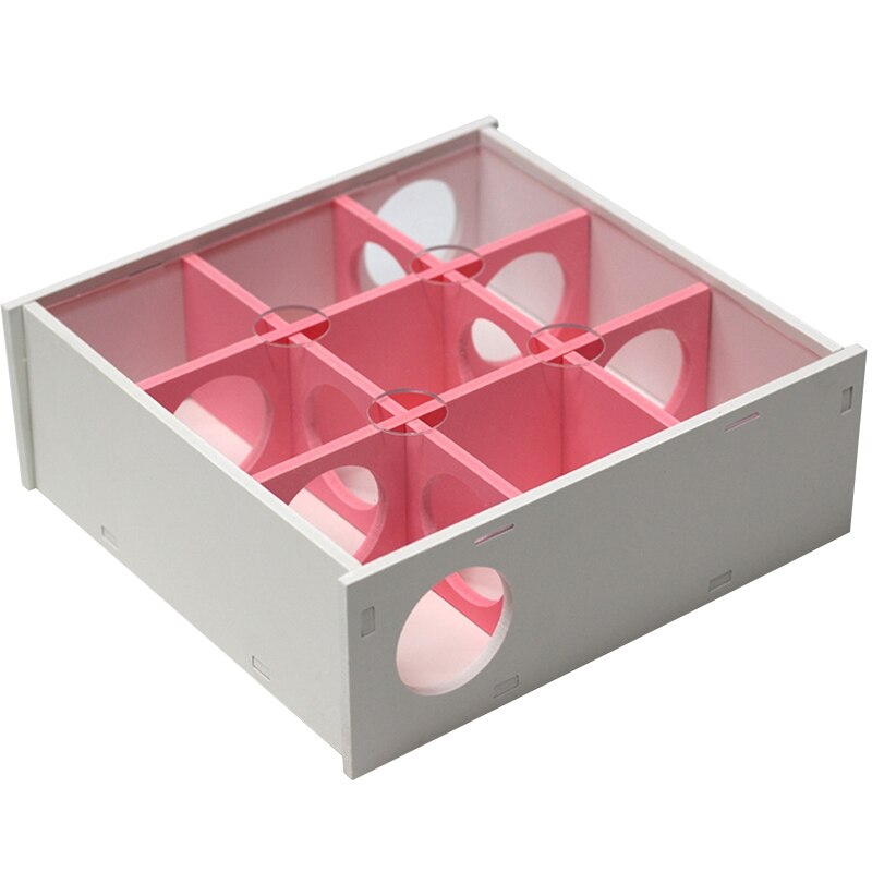 Laberinto de hámster de madera Natural, con cubierta acrílica transparente juguete, jaula de ratón enano, tubos, túnel Gerbil para pequeños animales peludos: pink