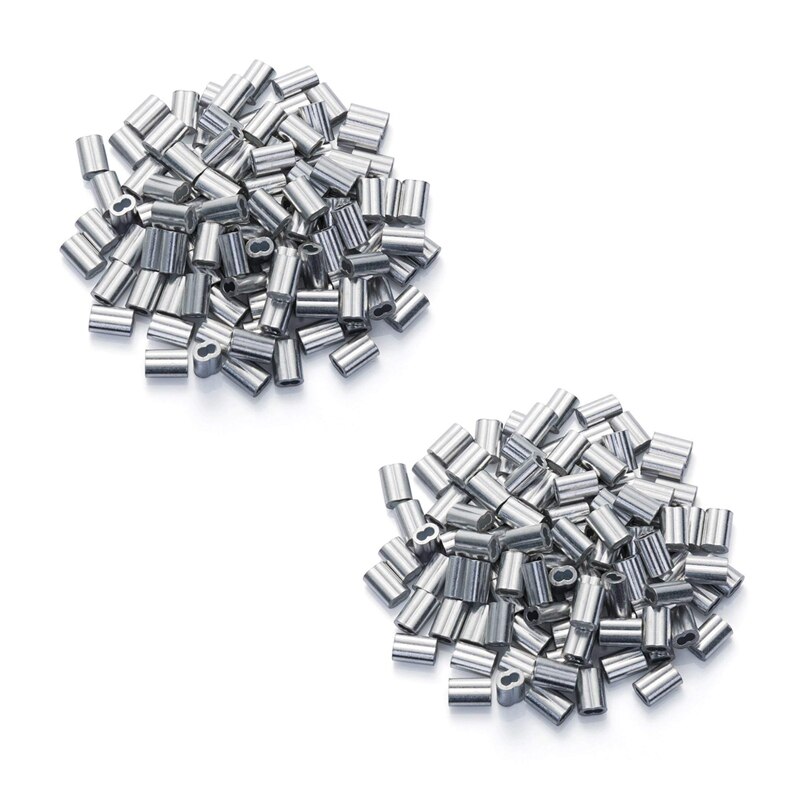 400PCS 1/16 Inch Cable Ferrule Set Aluminum Alloy Crimping Loop Sleeve for Wire Rope: Default Title