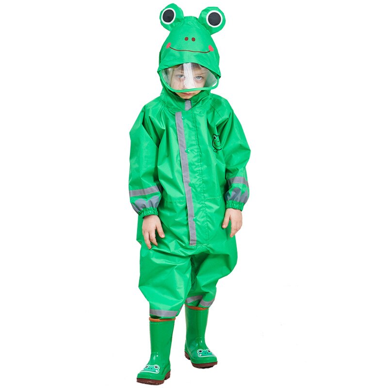 Chubasquero para niños de 3 a 10 años, Mono para niños y niñas con capucha, ropa de lluvia para bebés de dibujos animados de una pieza y pantalones reflectantes de seguridad