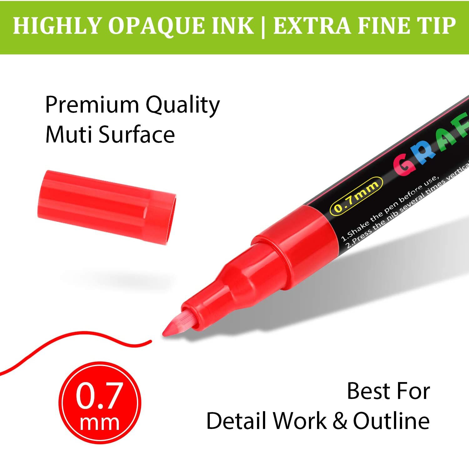 Acrylic Paint Pens 0.7mm/2.0mm Tip Marker Pens for DIY Craft Projects Waterproof Permanent Paint Art Marker for Rock Painting