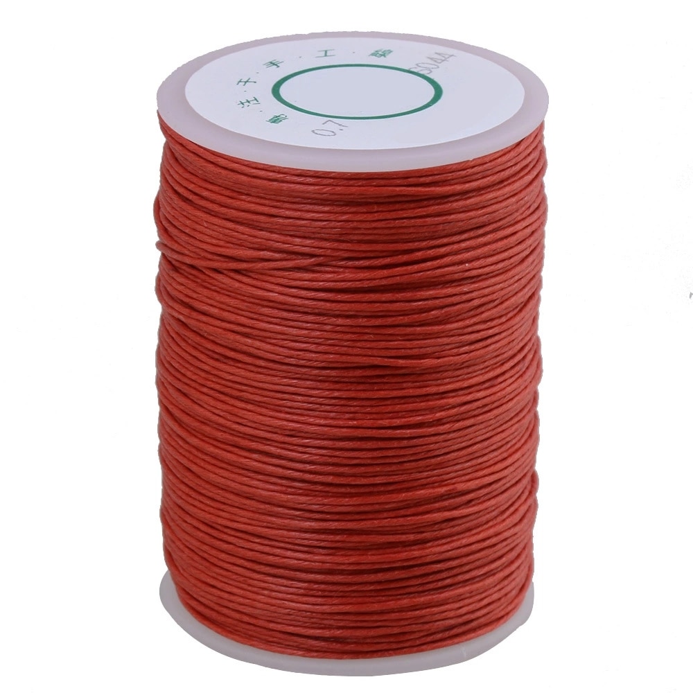 Hilo encerado de cáñamo, costura de cuero, naranja, rojo, 0,7mm de diámetro