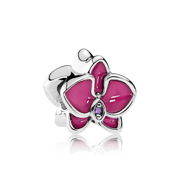 S925 Silver Grain Swirl, Crown, White, Purple Orchid, Lovely, Geometric Charm DIY Original Female Jewelry
