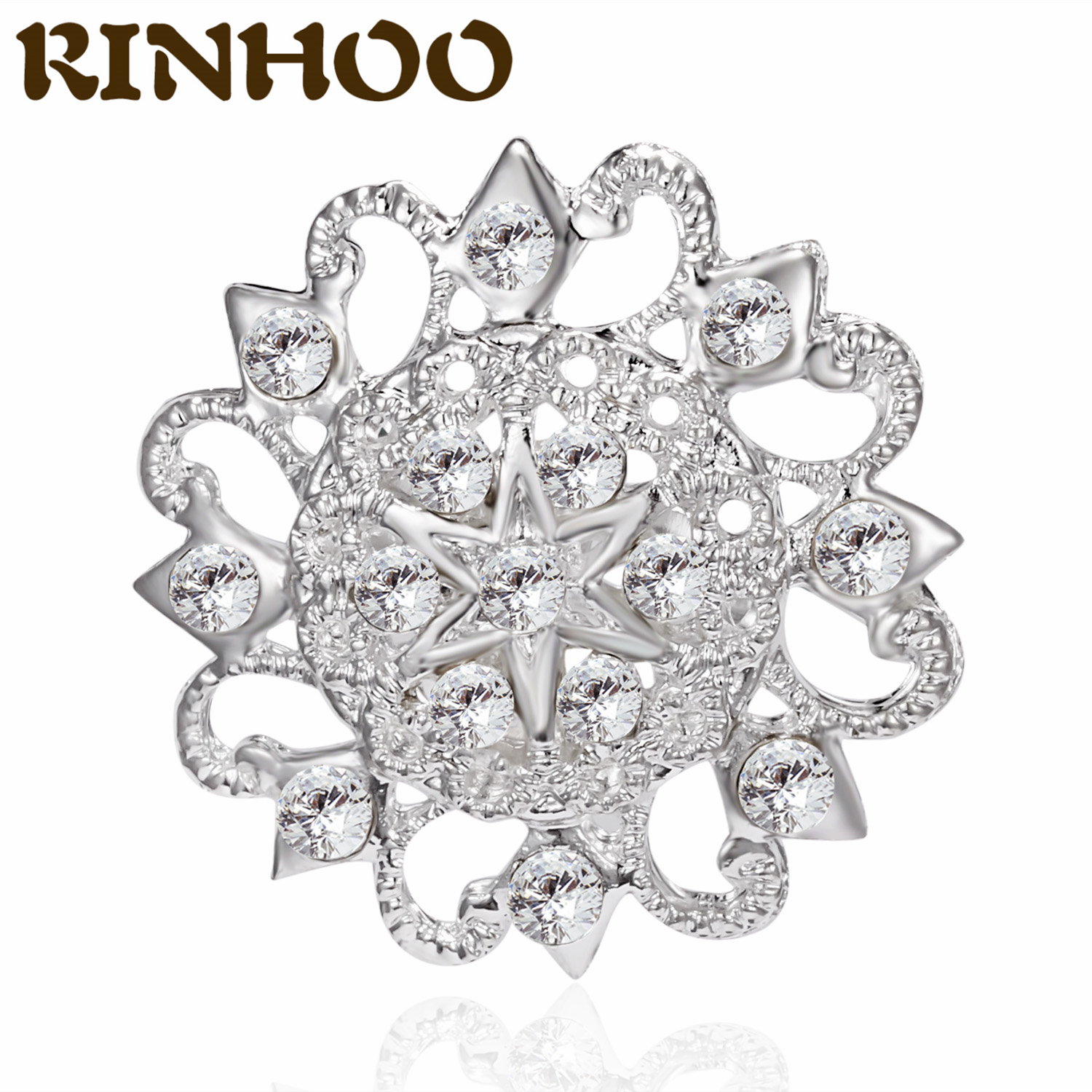 RINHOO Zirkonia Schneeflocke Broschen Für Frauen Abzeichen Revers Stift Brosche Elegante Hochzeit Zubehör Kupfer Schmuck