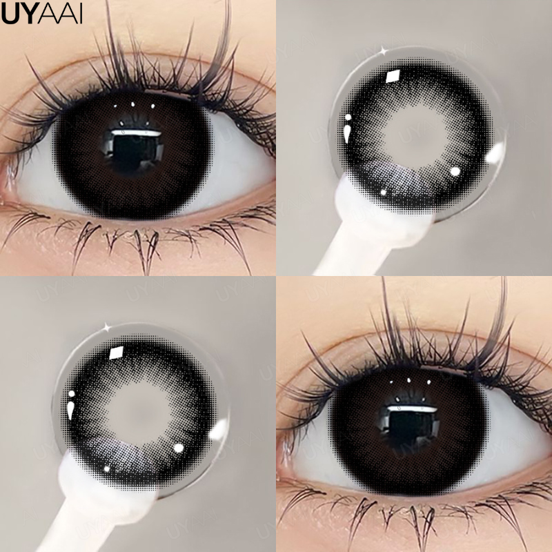 UYAAI lentilles noires de grand diamètre 15mm lentilles de 14.5mm lentilles de Contact colorées pour les yeux lentilles pour grands yeux lentilles d'aspect naturel: Café