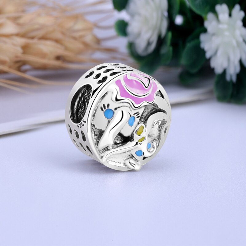 100% 925 Sterling Zilveren Kralen Voor Sieraden Charms Originele Hart Hollow Olifant Moeder & Dochter Fit Armbanden Charm