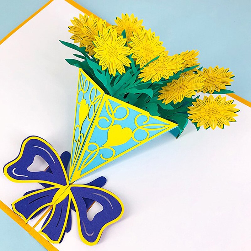 Un ramo de flores de girasol 3D Pop-Up flor tarjeta de cumpleaños, Día de las madres, aniversario tarjetas de y felicitaciones postal ocasiones 2021New