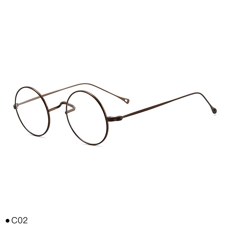 Gafas japonesas hechas a mano para hombre y mujer, lentes clásicas pequeñas y redondas de titanio, montura ultraligera, Retro, para miopía, nuevas: Bronze