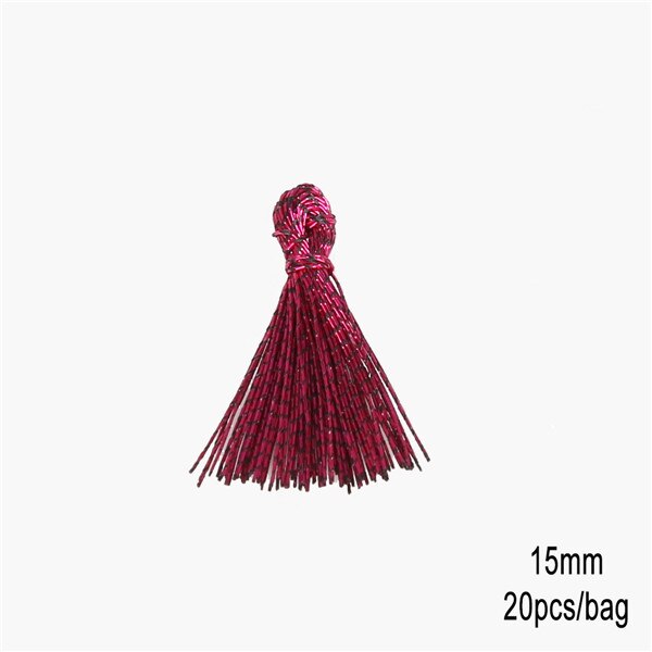 15mm 20 st / parti 6 färger metalliska tofsar små nyckel tofsar för diy smycken gör charmar för halsband och armband: Fuchsia
