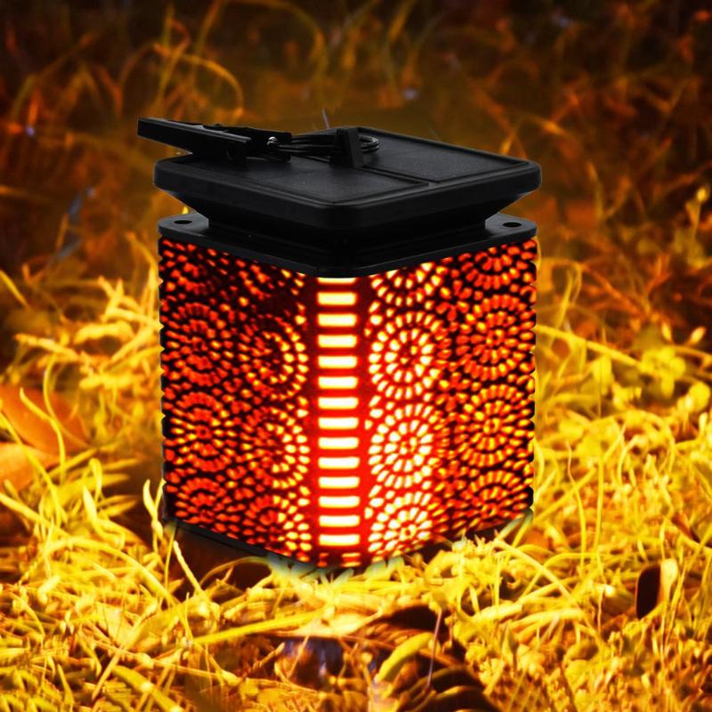 Retro Solar LED Flamme Licht Blume Muster Wasserdicht für Außen Clip Lampe