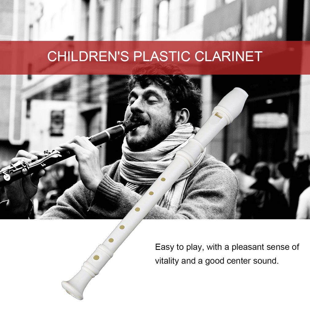 Draagbare Size Wit Abs Hars Instrument Musical Sopraan Recorder Lange Fluit Vingeren Vroege Onderwijs Voor Kinderen