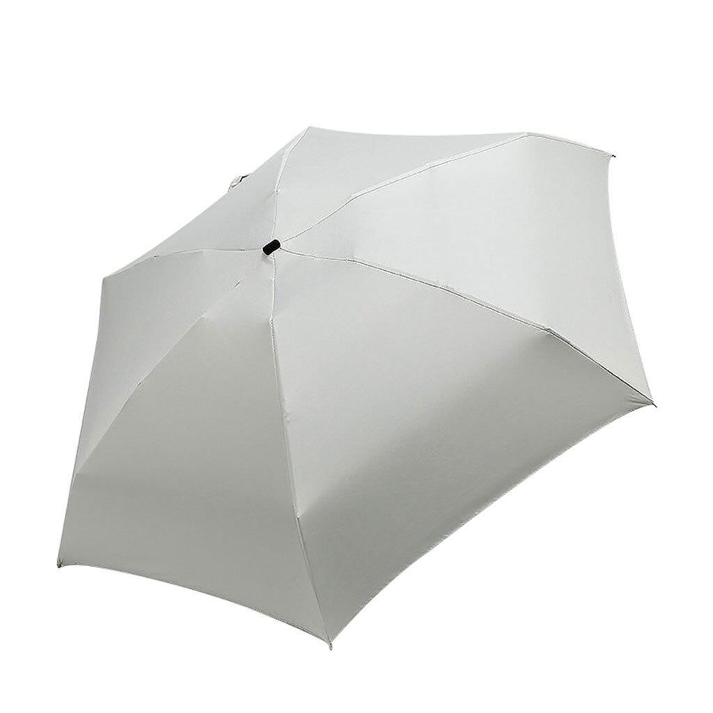 45#  kvinnor lyxigt lättviktsparaply svart beläggning parasoll 5- faldigt solregnparaply unisex reseskyddad ficka miniparaply: Beige