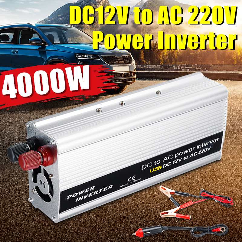 KROAK 4000W DC 12V to AC 220V USB Car Power Inverter Charger Converter Adapter DC 12 to AC 220 Modified Sine Wave Transformer