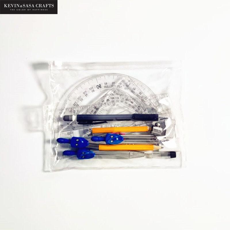 15 Piece Set Geometry Set with Swing Arm Protractor, Divider, Set Squares, Ruler, Compasses and Protractor By Kevin&amp;Sasa Crafts