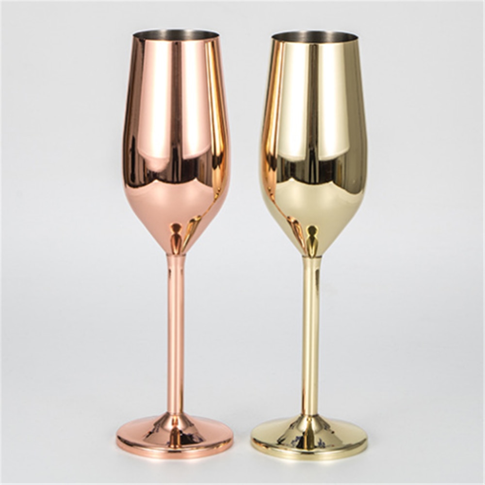 200Ml Fonkelende Wijnglas Rvs Rode Wijn Glas Koper Plated Champagne Cup Grote Capaciteit -Resistente goblet