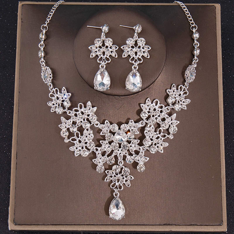 Ensemble de bijoux en cristal baroque pour patients, biscuits, diadème de Rh, diadème pour femmes, accessoires pour cheveux de mariage: Zinc bleu plaqué