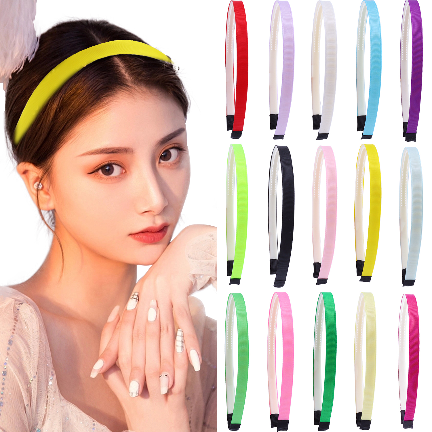 Grosgrain Lint Hoofdbanden Voor Ambachten Plastic Hoofdbanden Met Tanden Effen Kleur Haarband Vlakte Meisjes Hoofdbanden Haaraccessoires