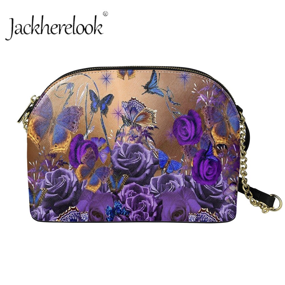 Jackherelook meisjes casual draagbare handtas dames vlinderpatroon rits schelp messenger ketting pu leer patry club tassen: Zba 564 d 49