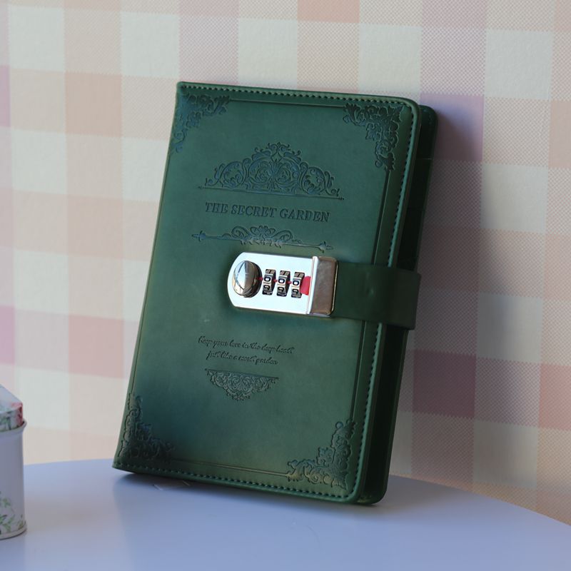 Retro vintage notesbog adgangskode bog planner kontor dame privatliv van gogh kode bog beskyttelse papirvarer: Grøn