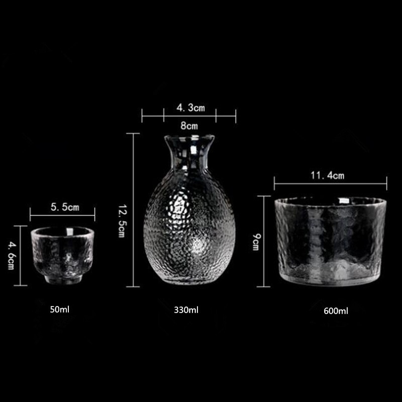 Japanese Sake Pot Set Golden Edge Glass Sake Bottle Set Rice Wine Vodka Wine Cup Flasks Liquor Glasses Barware Wedding