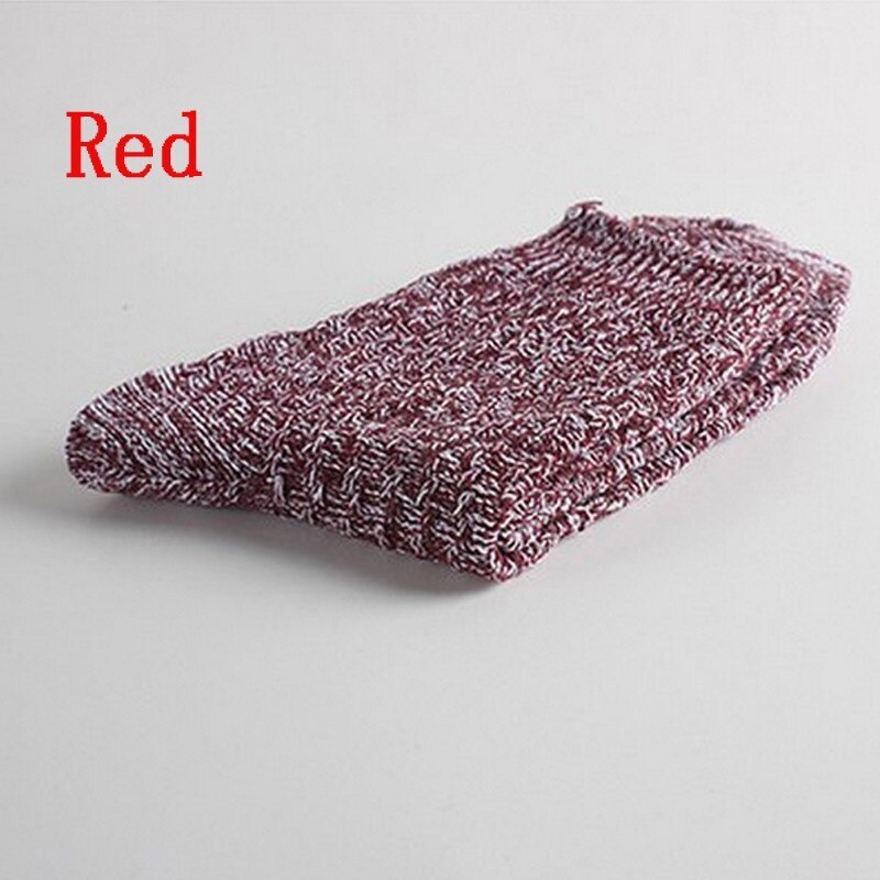 1 par 5 farver vintervarm vintage mænd strik hæklet bomuld bløde tykke sokker termisk crew cashmere stil: Rød
