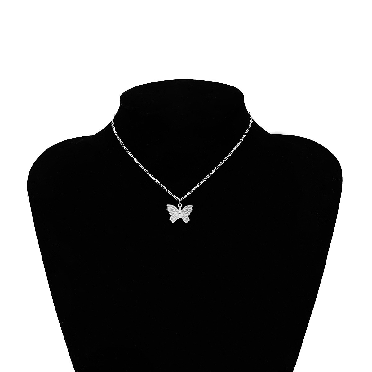 COLLAR COLGANTE gargantilla de mariposa de cristal con diamantes de imitación brillantes para mujer, de cadena de joyería Punk de de aniversario de para mujer: Silver