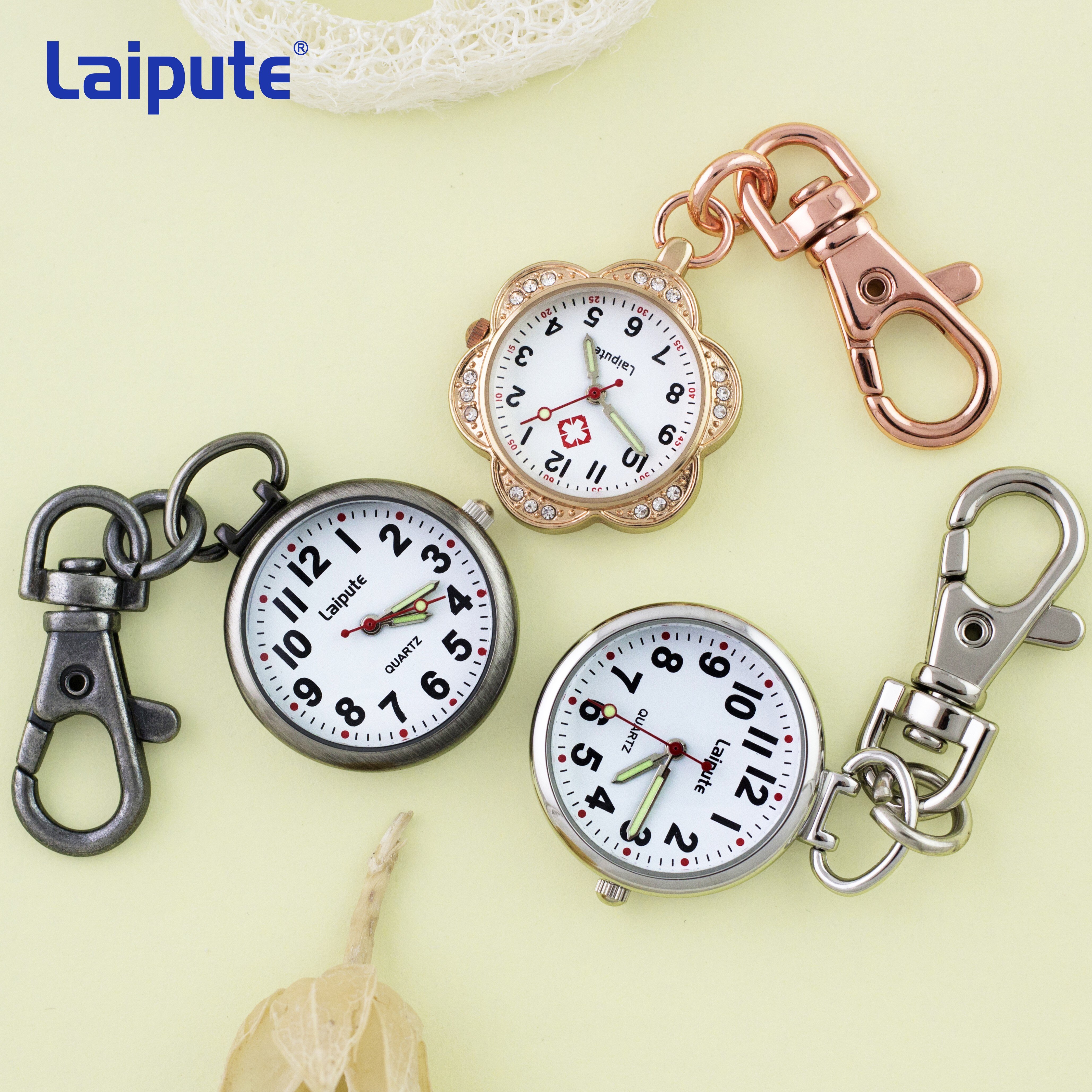LAIPUTE-reloj de bolsillo de enfermera para hombre y mujer, accesorio de acero inoxidable, plateado, médico, FOB, de cuarzo, analógico, colgante, GL46